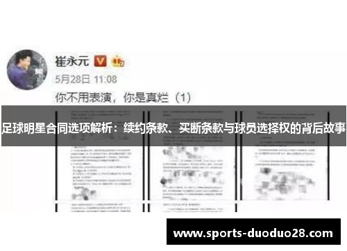 足球明星合同选项解析:续约条款、买断条款与球员选择权的背后故事 足球明星合同选项解析:续约条款、买断条款与球员选择权的背后故事